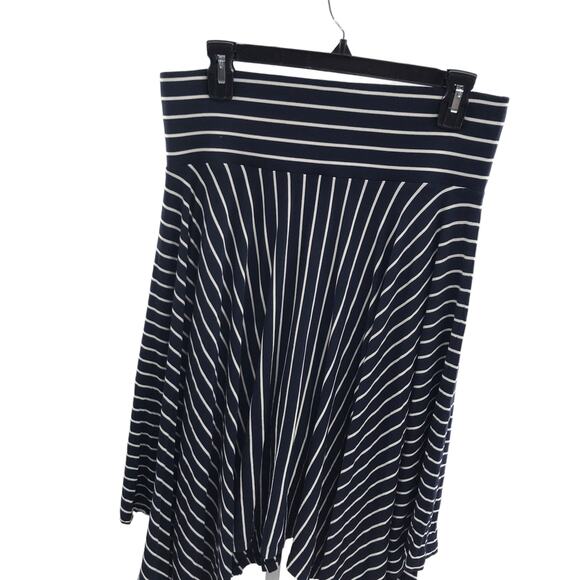 Cabi Striped Asymmetrical Hem Twirl Blue Skirt - Picture 7 of 10